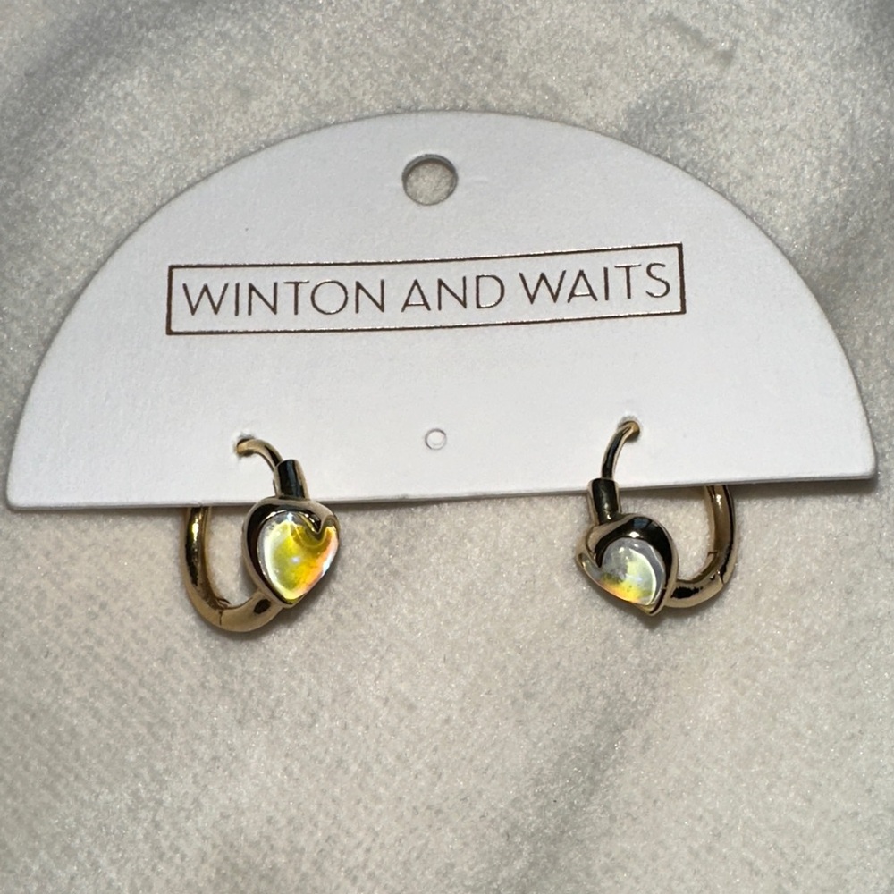 Winton and Waits Heart Huggie Earrings